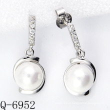 2015 Últimos estilos cultivados Pearl Brincos prata 925 (Q-6952)